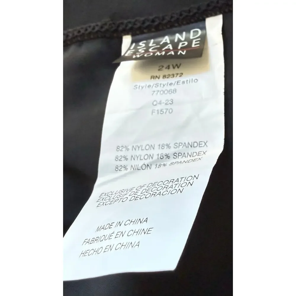 Island Escape Black Skort Swim Bottom 24W NWT Skirt